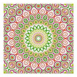 Poster Motif de mandala vert clair et magenta