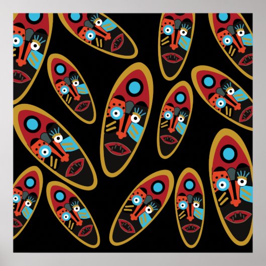 Poster Motif de masque moderne abstrait (Devant)