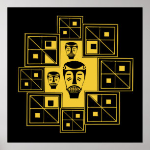 Poster motif de masques tribaux abstraits africains