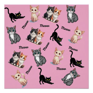 Poster Motif de miaulement de chats