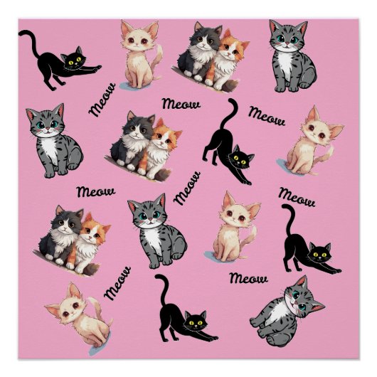 Poster Motif de miaulement de chats (Devant)