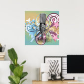 Poster Motif de microphone. (Bureau à domicile)