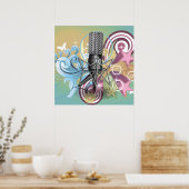 Poster Motif de microphone. (Cuisine)