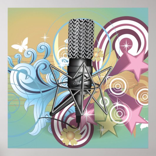 Poster Motif de microphone. (Devant)