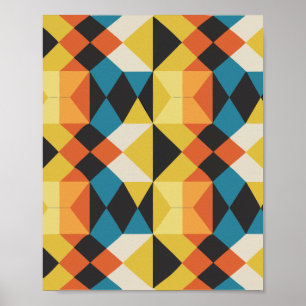 Poster Motif de mosaïque géométrique rétro
