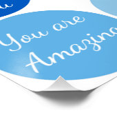 Poster Motif de mots d'affirmation positive bleue (Coin)