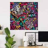 Poster Motif de musique Abstrait (Bureau à domicile)