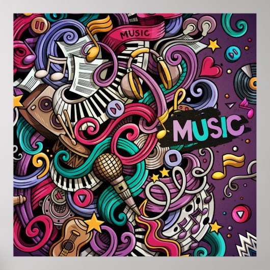 Poster Motif de musique Abstrait (Devant)