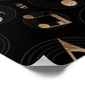 Poster Motif de musique - Noir et or (Coin)