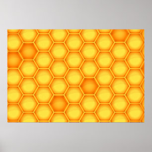 Poster Motif de nid d'abeille jaune