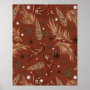 Poster Motif de Noël, Neige de Pin 8