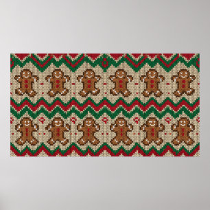 Poster Motif de Noël pour bonhomme en pain d'épices à tri