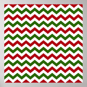 Poster Motif de Noël rouge et vert Chevron