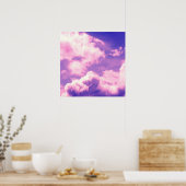 Poster Motif de nuages de nébuleuse rose Abstrait (Cuisine)