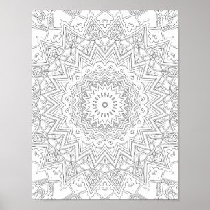 Poster Motif de page de coloriage de mandala en explosion