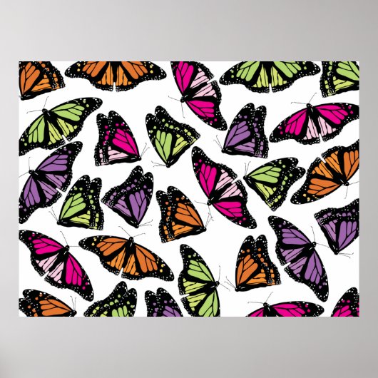 Poster Motif de papillons colorés (Devant)