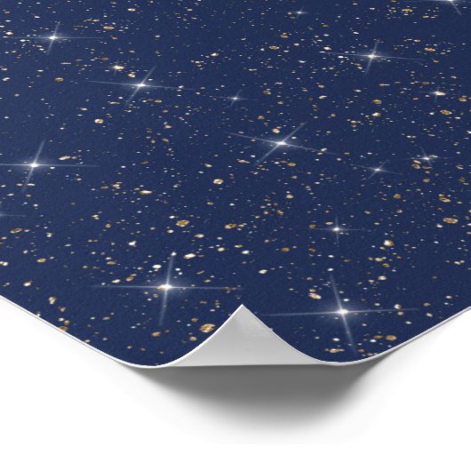 Poster Motif de parties scintillant en or brillant bleu m (Coin)