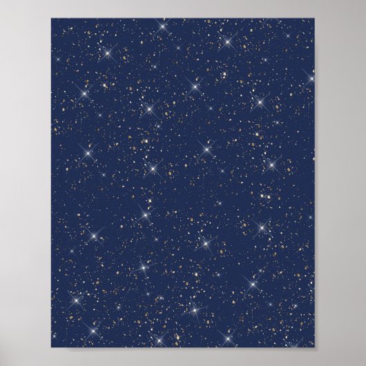 Poster Motif de parties scintillant en or brillant bleu m (Devant)
