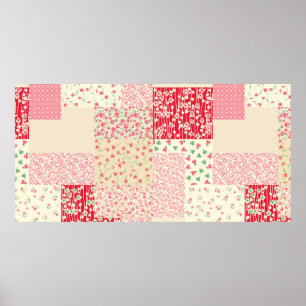 Poster motif de patchwork abstrait dessiné à la main sans
