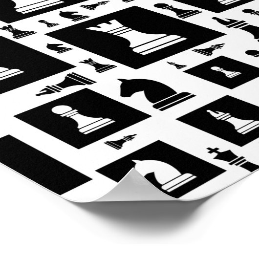 Poster Motif de pièces d'échecs - noir et blanc (Coin)