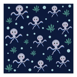 Poster Motif de Pieuvre Mignonne