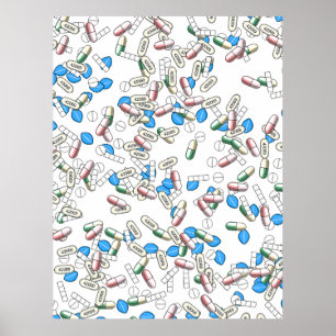 Poster Motif de pilules saupoudrées