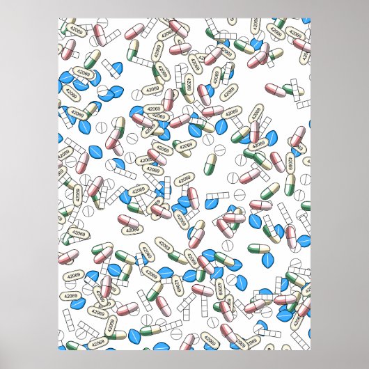 Poster Motif de pilules saupoudrées (Devant)