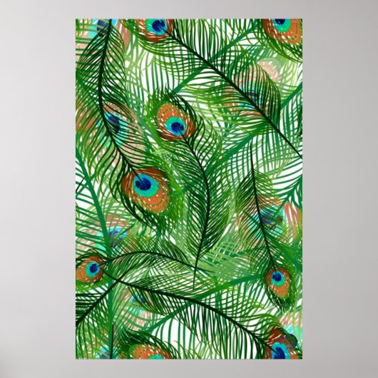Poster motif de plumes de paon (Devant)