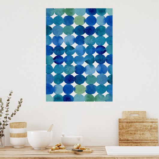 Poster Motif de points - bleu et vert (Cuisine)