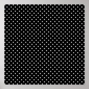 Poster Motif de points Polka blanc et noir