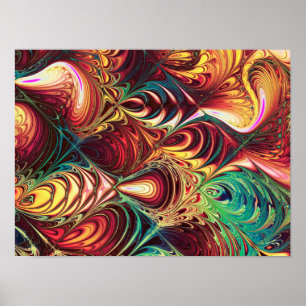 Poster Motif de poisson fractal