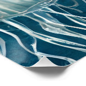 Poster Motif de poisson marine bleu et blanc gelée (Coin)