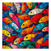 Poster Motif de poisson multicolore (Devant)