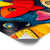 Poster Motif de poisson multicolore (Coin)