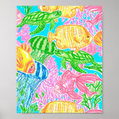 Poster Motif de poissons tropicaux colorés (Devant)