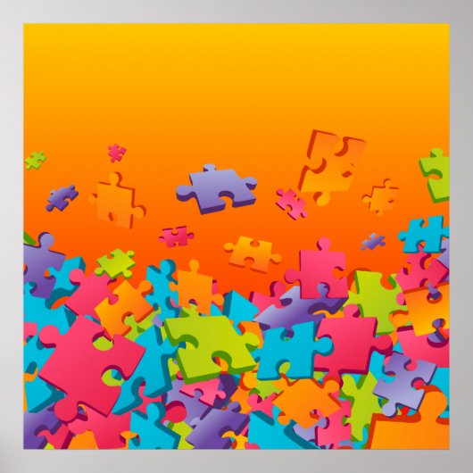 Poster Motif de puzzle animé (Devant)