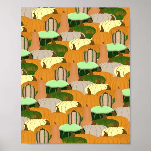Poster Motif de récolte de courge d'automne (Devant)