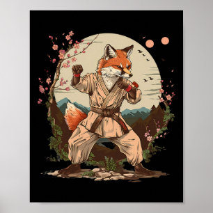 Poster Motif de renard de karaté Taekwondo Jiu-jitsu Mma