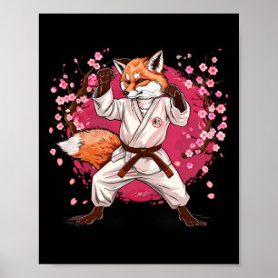 Poster Motif de renard de karaté Taekwondo Jiu-jitsu Mma