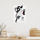 Poster Motif de rétention : Abstrait noir, blanc, gris et (Cuisine)