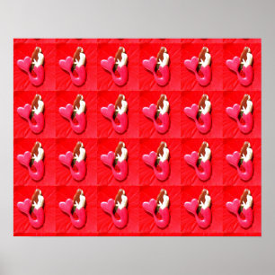 Poster motif de sirènes coeur-coupé la queue par rouge