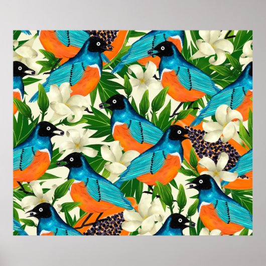 Poster Motif de surface avec des fruits à la papaye, feui (Devant)