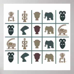 Poster motif de symboles colorés africains