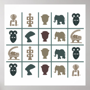 Poster motif de symboles colorés africains