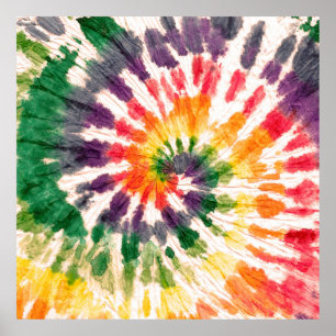 Poster Motif de teinture. shibori arc-en-ciel dessiné à l