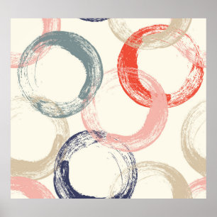 Poster Motif de texture de pinceau de cercles colorés