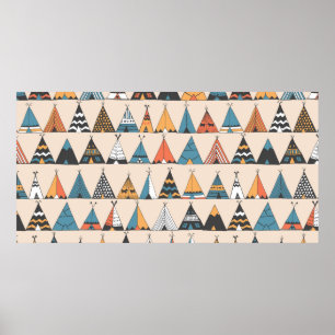 Poster Motif de tipi. Tente d'été autochtone de Wigwam