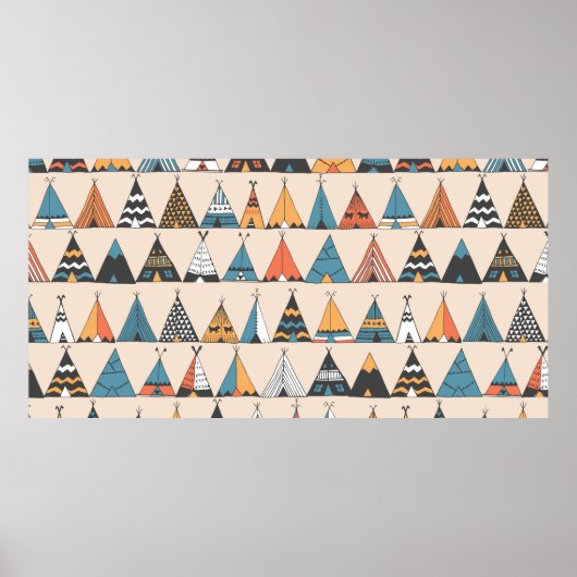 Poster Motif de tipi. Tente d'été autochtone de Wigwam (Devant)