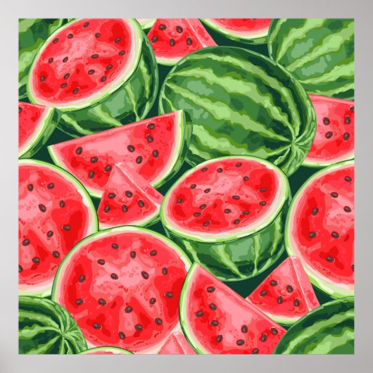 Poster Motif de tranches de pastèque vibrantes d'été (Devant)
