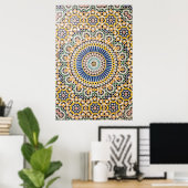 Poster Motif de tuiles géométriques, Maroc (Bureau à domicile)